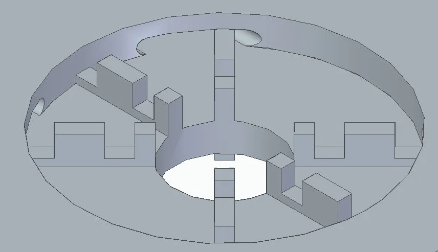 Underside of the reactor showing the toroidal cooling chamber